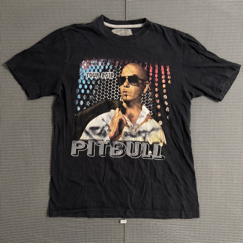 Pitbull Tour 2012 Graphic T-Shirt Mens Medium Black Double Sided Concert Tee